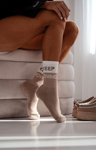 0071-009 Unique Damensocken Milena beige – Halbfrottee, Baumwolle, warm und bequem