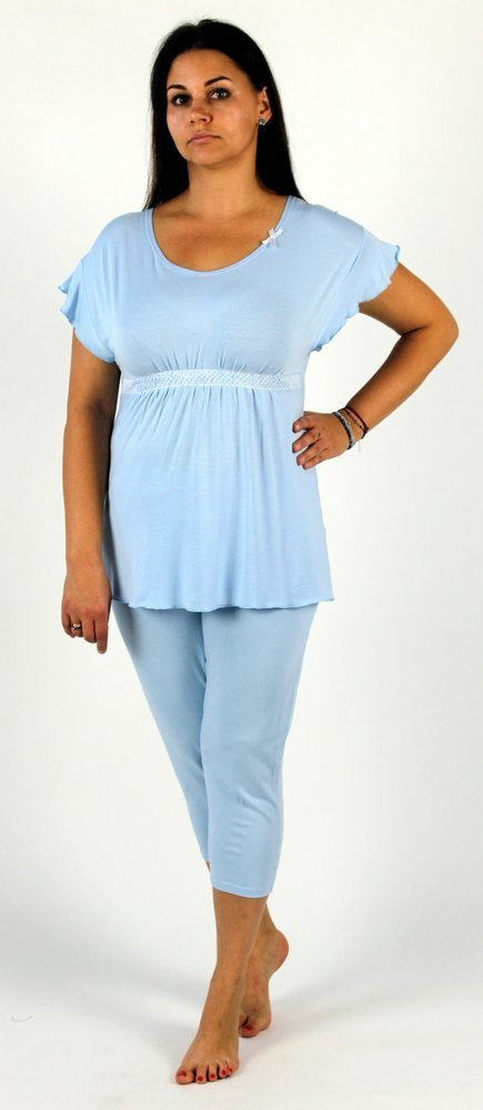 448 Julie Damen 3/4 Schlafanzug - blau