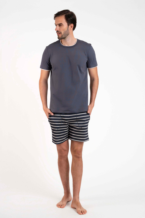 Lars Herren Kurzarm-Pyjama, kurze Hose Italian Fashion - graphit/graphit print