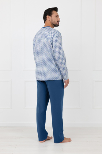 Herren-Pyjama Homer Italian Fashion aus Baumwolle, lang, zum Knöpfen
