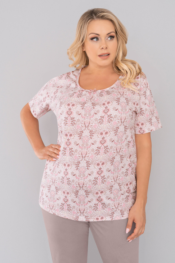 Kalmia Damen Schlafanzug kurzarm, 3/4 Hose Italienischer Mode-Druck 