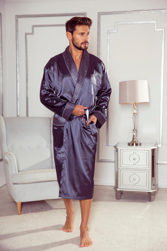 940 Forex Herren-Bademantel aus Satin - grau