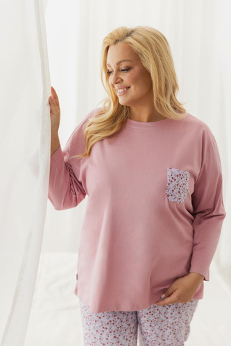 Damen-Pyjama Taro 3655,3656 Agnessa Staubrosa 100% Baumwolle Lang