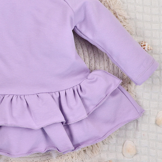 ABN-5487 Underwater World Nini Babykleid – Bio-Baumwolle, lila, lange Ärmel