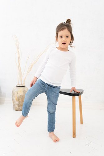 Tosia T-Shirt für Mädchen, langarm italienische Mode- weiß 