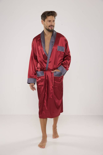 940 Forex Bademantel aus Satin für Männer - kastanienbraun