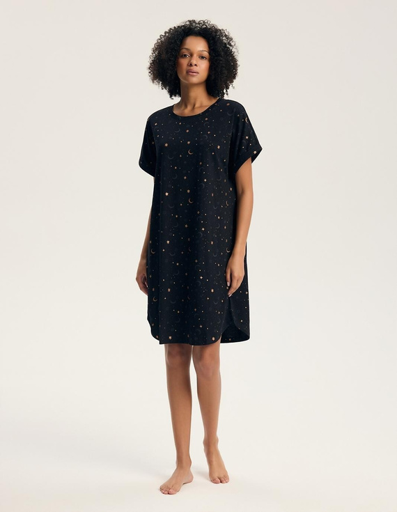 Damen Nachthemd Henderson 45441 Gilly Schwarz 100% Baumwolle