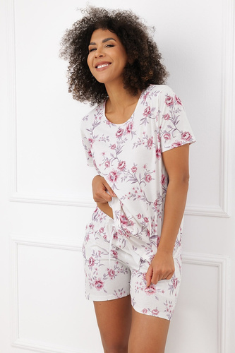 Damen-Pyjama Beauty Italian Fashion 100% Baumwolle Kurz mit Taschen