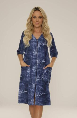 431 Velour Damenbademantel De Lafense- marmoriert