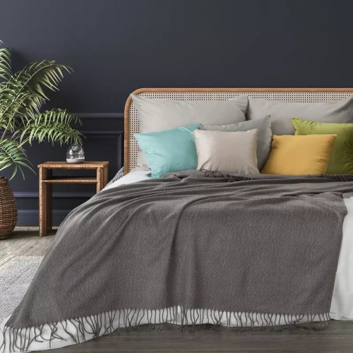 Acryl 5 Gewebte Decke mit Fransen. Eurovorhänge aus Stahl