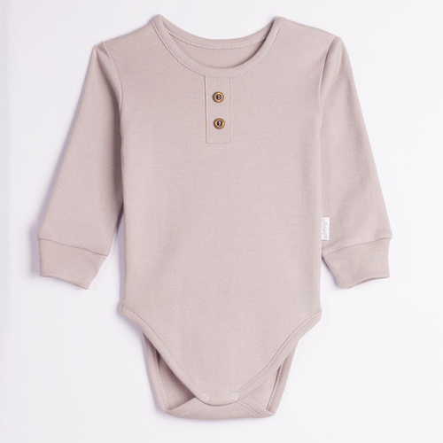 228096 Nicol FARMA Babybody grau, langarm, Henley, Baumwolle