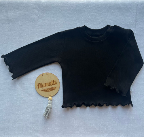 BI006 Mamatti Langarmbluse für Mädchen – Schwarz