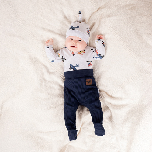 219010 Willy Nicol Baby-Schlafanzug – Baumwolle, Marineblau, gerippt