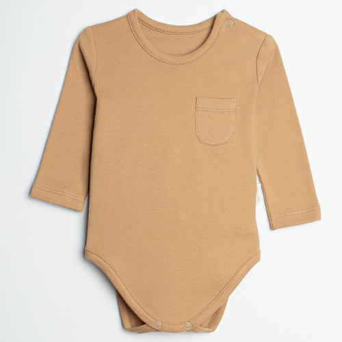 Nicol Olo 222100 karamellfarbenes Baby-Body mit langen Ärmeln