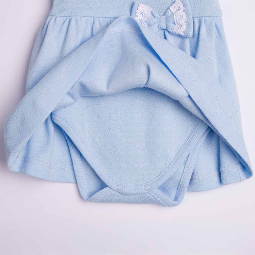 224035 Nicol Mädchen Kleid-Body Blau 100% Baumwolle Ajour