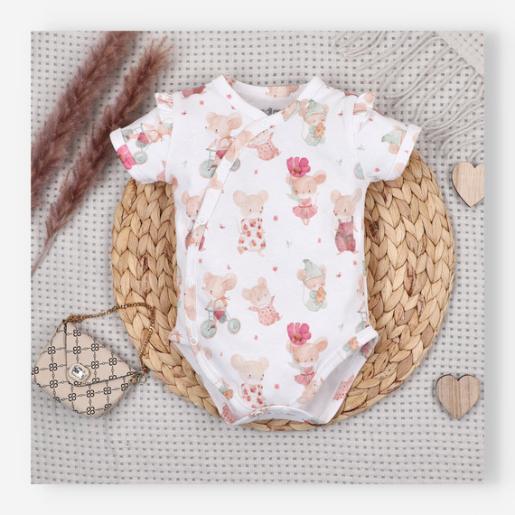 Baby Body Nini Little Mouse Bio-Baumwolle Wickelbody Kurzarm hautfreundlich