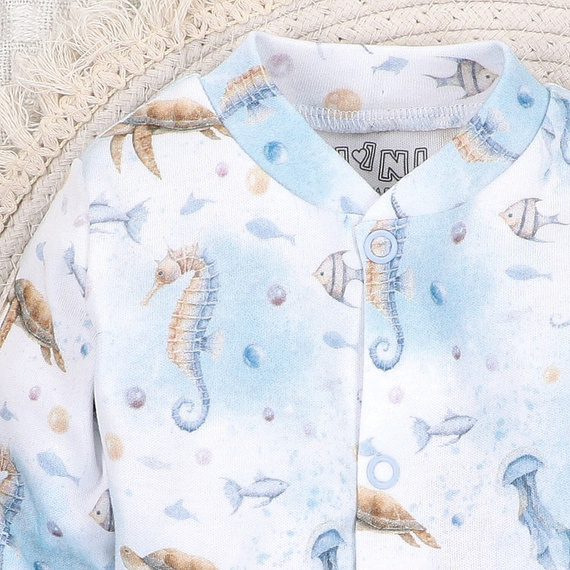 ABN-5454 Sea Of Joy Nini Babykaftan – Bio-Baumwolle, Druckknopfverschluss