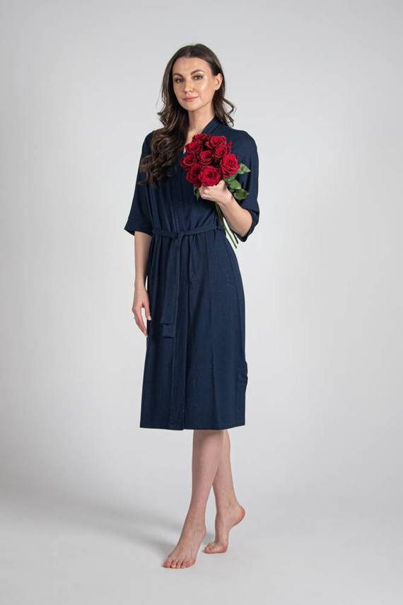 942 Visa Langer Morgenmantel De Lafense - navy blau