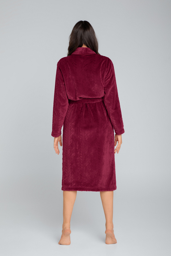 Bona Damen-Fleece-Morgenmantel Italian Fashion - kastanienbraun 