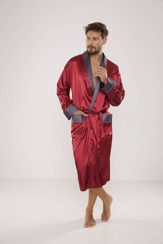 940 Forex Bademantel aus Satin für Männer - kastanienbraun