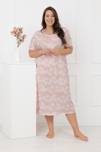 Damen Nachthemd Eleni Italian Fashion 100% Baumwolle, Kurzarm