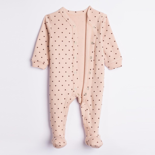 Nicol 226032 Baby-Strampler aus Baumwolle Beige mit Herzchen