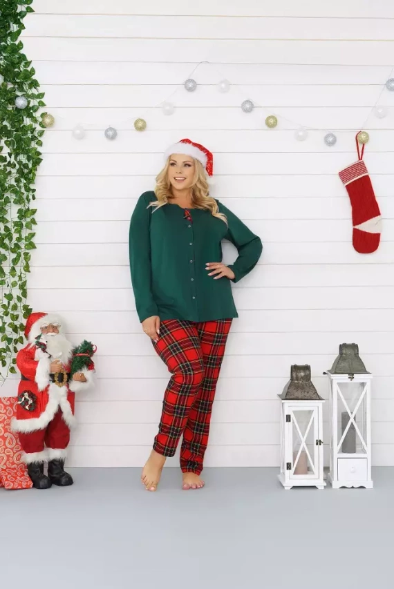 Zorza Damen Schlafanzug langarm, Hose Italian Fashion - rot/print 