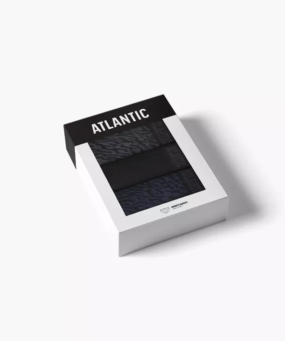 Herren-Slips Atlantic 3MP-221 A3 3er-Pack – aus Baumwolle, Graphit/Schwarz/Indigo