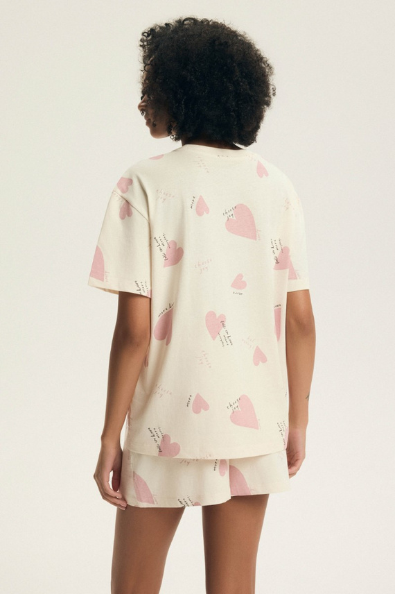 Damenpyjama Elain 44498 Henderson – 100% Baumwolle, Shorts, Herzen