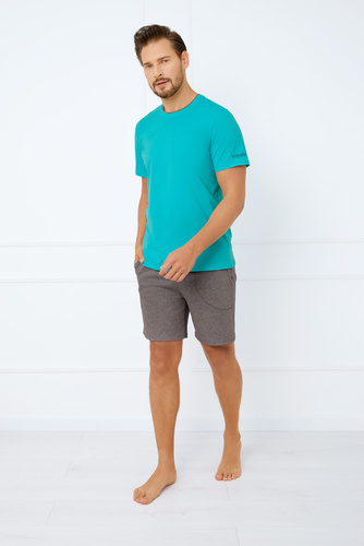 Krystian Herren Kurzarm-Pyjamas, Shorts Italienische Mode - türkis 