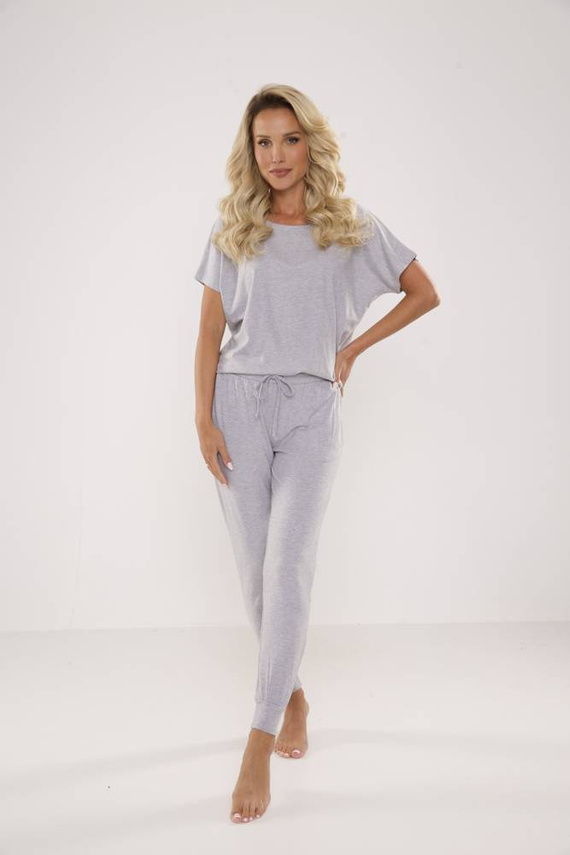 524 Paula Damen Schlafanzug De Lafense - hell melange