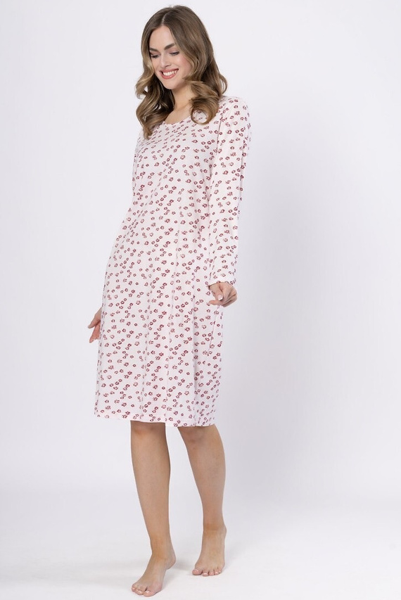 Koszula nocna Laveza Gelazja 1625 – bawełna, jasny róż, długi rękaw