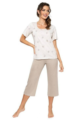 Sandi 3/4 Donna Damenpyjama – Beige
