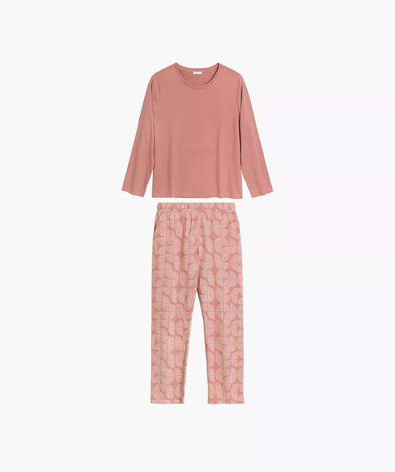 Atlantic NLP-522 Damen Schlafanzug Lang 100% Baumwolle Gemusterte Hose Rosa