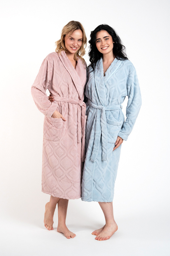 Morena Fleece Damen Bademantel Іtalian Fashion - puderrosa 