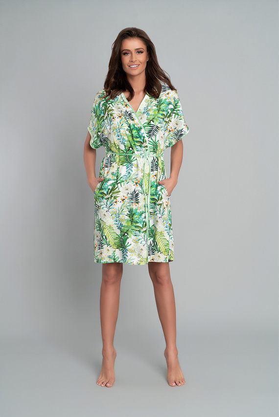 Florina Damenbademantel Italian Fashion - Blattdruck