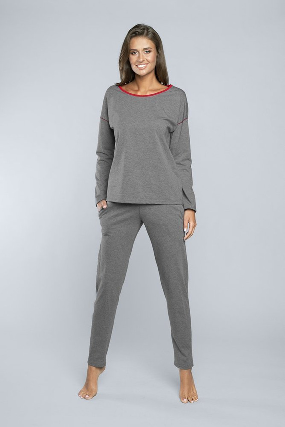 Akzent Damen Schlafanzüge Länge. ärmel, Länge. hose Italian Fashion - dunkel meliert 