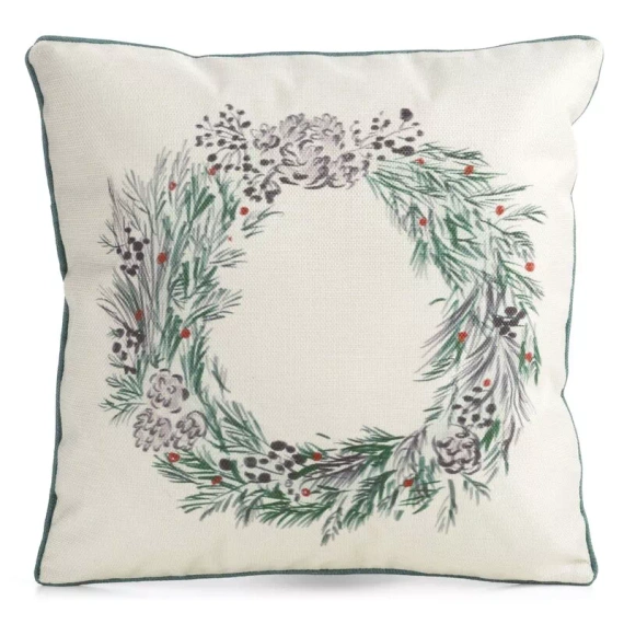 CHP345 Eurofirany Weihnachtskissenbezug 45x45 Samt mit Druck und Paspelierung