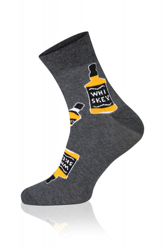 S121Z Whiskey Lange Socken Italian Fashion - dunkel melange/gelb