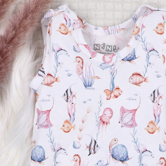 ABN-5480 Underwater World Nini Baby-Schlafanzug – Bio-Baumwolle, geschlossene Füße