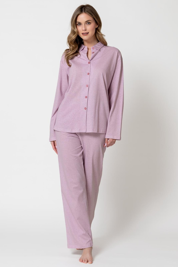 Damen-Pyjama Odessa 1821 Leveza rosa, 100% Baumwolle, mit Knöpfen zum Schließen
