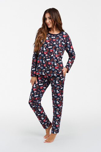 Cookies Damen Schlafanzug lange Ärmel und lange Hosen Italian Fashion - Druck