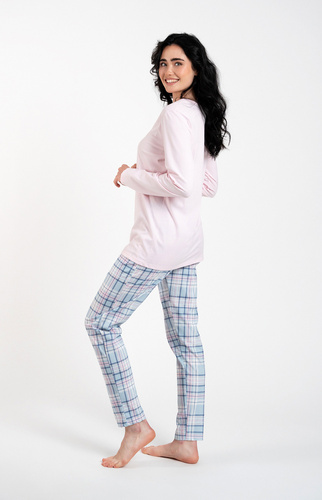 Emilly Unzipped Ladies' Long Sleeve Pyjamas and Trousers Italian Fashion - rosa/print 