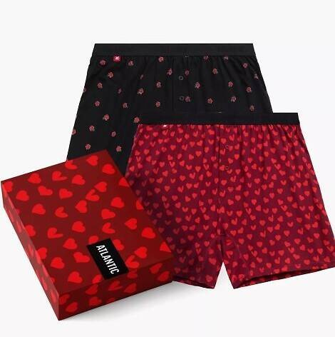 2GMB-009 Atlantic Herren-Boxershorts – Schwarz – Burgunderrot