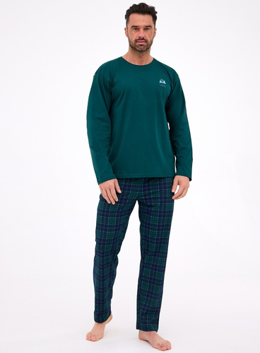 Herrenpyjama 124/307 Denali 3 Cornette grün – Baumwolle, lange Ärmel