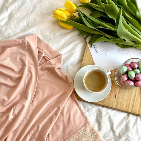 643 Noela Damenbademantel De Lafense - beige