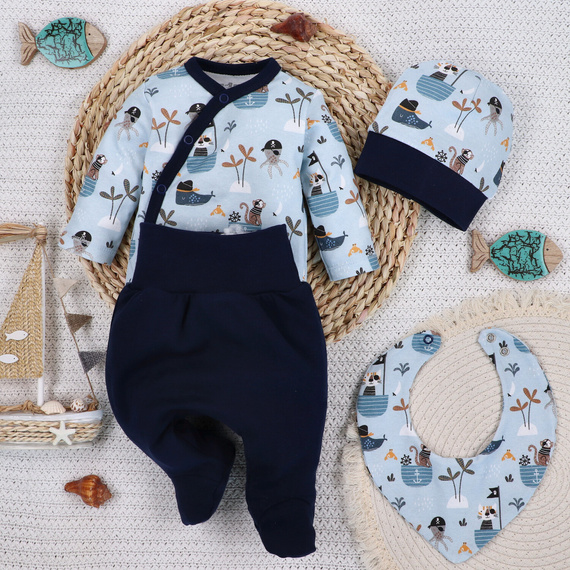 ABK-0012/SAM Piraci Babyset aus Bio-Baumwolle Nini, Marineblau