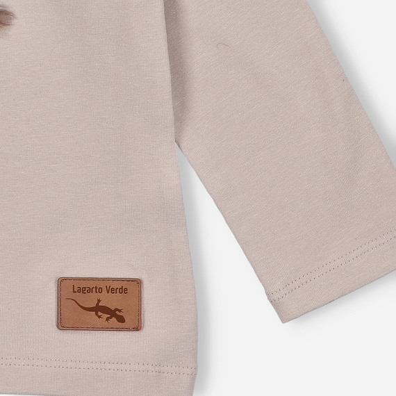 KAR-3004 Mädchenbluse mit langen Ärmeln Lagarto Verde beige – stilvoll, Baumwolle, polnische Produktion