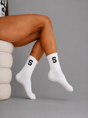 Damen Socken Milena 0200-268 Baumwollripp Weiß Größe S