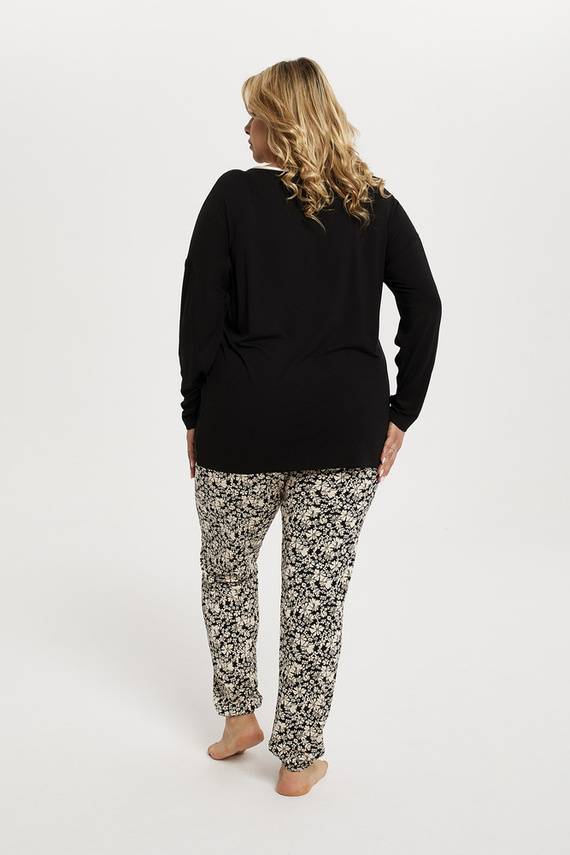 Guyana Damenpyjamas langarm, lange Hose Italian Fashion - schwarz/print